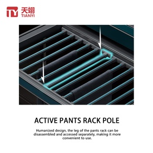 Porte-pantalon télescopique en acier, design minimaliste, fixation murale coulissante, accessoires de penderie, cintre à pantalons - Product Image 4