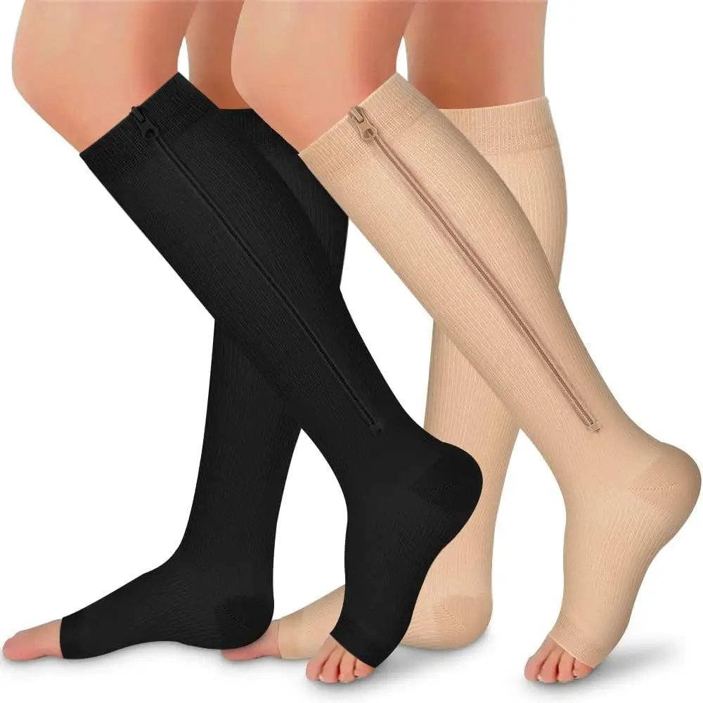 Produk baru 2024 kaus kaki kompresi ritsleting kaus kaki stoking elastis vena