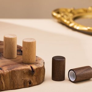 Botellas de Vidrio Color Morandi con Rodillo y Tapa de Madera de Nogal, Botellas Roll-on para Aceites Esenciales, Botellas de Perfume con Tapa de Madera de Haya, Botellas para Subenvasado de Perfume - Product Image 2