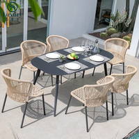 Chaises de salle à manger d'extérieur modernes empilables en rotin tressé avec structure en aluminium, écologiques, pour salon et jardin de villa