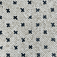 Parquet en marbre naturel à motifs croisés noir et blanc classique européen traditionnel pour usage commercial et résidentiel