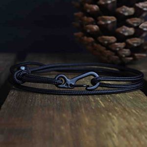 Bracelet en paracorde fait main, nœuds en coton réglables, corde nautique, <span class=keywords><strong>ancre</strong></span> en acier, charme Brighton noir - Product Image 5