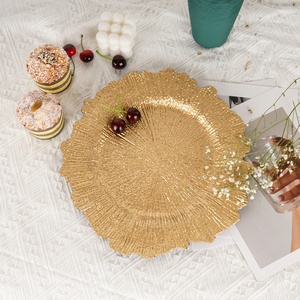 จานรองอาหารงานเลี้ยงสีทองขายส่งจากโรงงาน จานรองอาหารพลาสติกสีทองคอรัล - Product Image 2