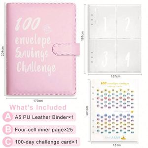 Cheap 100 Day Saving Money Loose <b>Leaf</b> Binders Plastic A5 Budget Binder Cash Envelopes Business Style Silk <b>Screen</b> Printed - Product Image 5