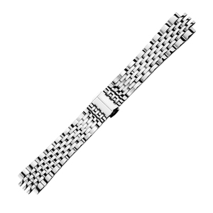 Correa de reloj de acero inoxidable en tono plateado, correa de repuesto con eslabones cepillados para uso informal de negocios - Product Image 3