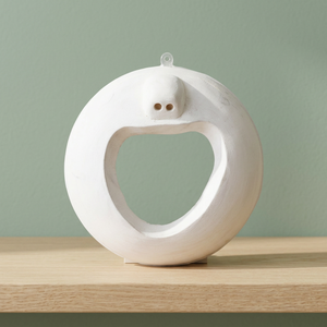 Figurines en bois gravées à la main avec motifs animaliers - Blanc ivoire Décoration d'intérieur moderne du milieu du siècle Ensemble de 3 pièces |   Vente en gros OEM - Product Image 2