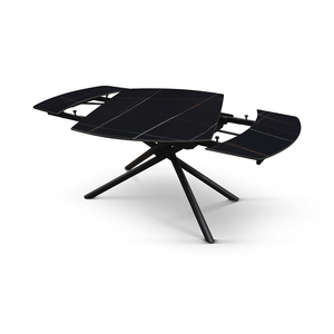 Mesa Extensible Giratoria de Cerámica Brando, Base de Metal Negro Sahara, para Comedor Interior - Product Image 1
