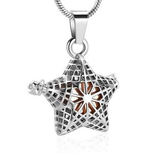 IJD20005 похоронная мини-клетка со звездами, круглый медальон для сувенира для домашних животных/человека, похоронная урна из нержавеющей стали, медальон со звездами - Product Image 2