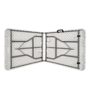 Tavolo e sedia da festa in plastica bianca da 6 piedi per esterni per eventi, campeggio e griglie per barbecue - Product Image 2