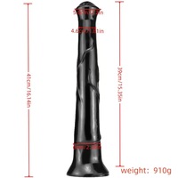 Superbe Dildo Animal en Silicone Noir Géant de 40 cm pour l'Éjaculation