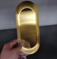 Plateaux de présentation de bijoux ovales en métal simples et élégants, plateaux décoratifs en acier inoxydable, plateaux de service argentés/dorés pour aliments