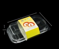 Boîte en plastique PET transparente jetable de qualité alimentaire, rectangulaire, à double compartiment, avec couvercle rabattable, pour gâteau chiffon et rouleau de dessert