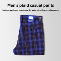 Pantalon décontracté sophistiqué pour homme, style américain vintage, coupe droite, patchwork, en coton, taille mi-haute, avec fermeture éclair