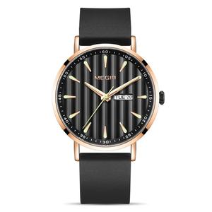 Montre en silicone étanche à double calendrier élégante et simple pour hommes, montre à quartz - Product Image 1