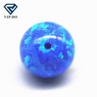 Perles d'opale synthétique multicolores de 2mm-12mm, 92 boules d'opale de feu bleue en forme de sphère ronde OP #05, pierres précieuses en vrac avec trou plein/demi