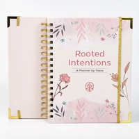 Journal de réunion d'affaires personnalisé A5 de haute qualité avec spirale, planificateur avec bande élastique, livre de journal, impression reliée