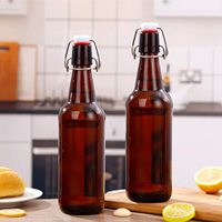 Bouteille de bière en verre ambre, avec bouchon en caoutchouc hermétique, pour brassage à domicile, 15 ml, 16 oz