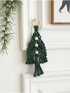 Adorno Navideño <span class=keywords><strong>de</strong></span> Macramé Moderno Looen, Nudo <span class=keywords><strong>de</strong></span> Botón, Algodón OEKO-TEX, Duradero, 22.5x14x4cm, Impermeable para Exteriores - Product Image 2