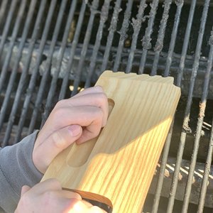 Raspador de madera <span class=keywords><strong>para</strong></span> barbacoa, herramienta de limpieza de parrilla y barbacoa, limpiador de barbacoa <span class=keywords><strong>con</strong></span> borde acanalado y plano - Product Image 4