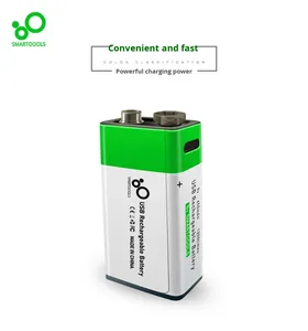 Pile alcaline rechargeable 9V AA 9 Volts USB Multimètre Détecteur de fumée Cylindrique 6F22 Lampe torche - Product Image 1