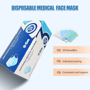 <span class=keywords><strong>Masque</strong></span> <span class=keywords><strong>chirurgical</strong></span> jetable non tissé de type IIR pour hôpitaux, <span class=keywords><strong>masque</strong></span> médical pour médecins, certifié EN14683 CE, taux de filtration BFE 98% - Product Image 2