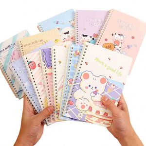 Carnet à spirale A5 pour collégiens, motif dessin animé mignon, carnet épais à lignes horizontales pour écolières, journal intime - Product Image 1