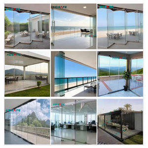 باب منزلق زجاجي تلسكوبي قابل للطي بـ 4 ألواح HDSAFE، 8-12 مم، زجاجي بدون إطار لمكاتب ومطابخ وجدران داخلية - Product Image 5