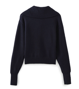 Suéter de punto personalizado para mujer con media cremallera, 100% poliéster, cuello solapa, manga larga, cálido, informal, tipo jersey, fabricante mayorista - Product Image 2