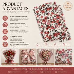 Blooming Flowers Solid Series Ink Printed OPP Film Waterproof Gift Flower Wrapping Paper For Floral Arrangements - Product Image 4