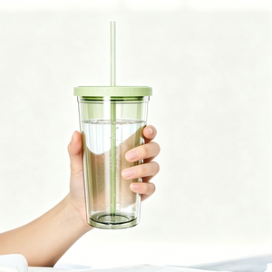 แก้วน้ำอะคริลิคแบบสองชั้น ลายสตั๊ด แก้วน้ำพลาสติกยอดนิยม ขนาด 16 ออนซ์ แก้วกาแฟพลาสติกพร้อมหลอด - Product Image 5