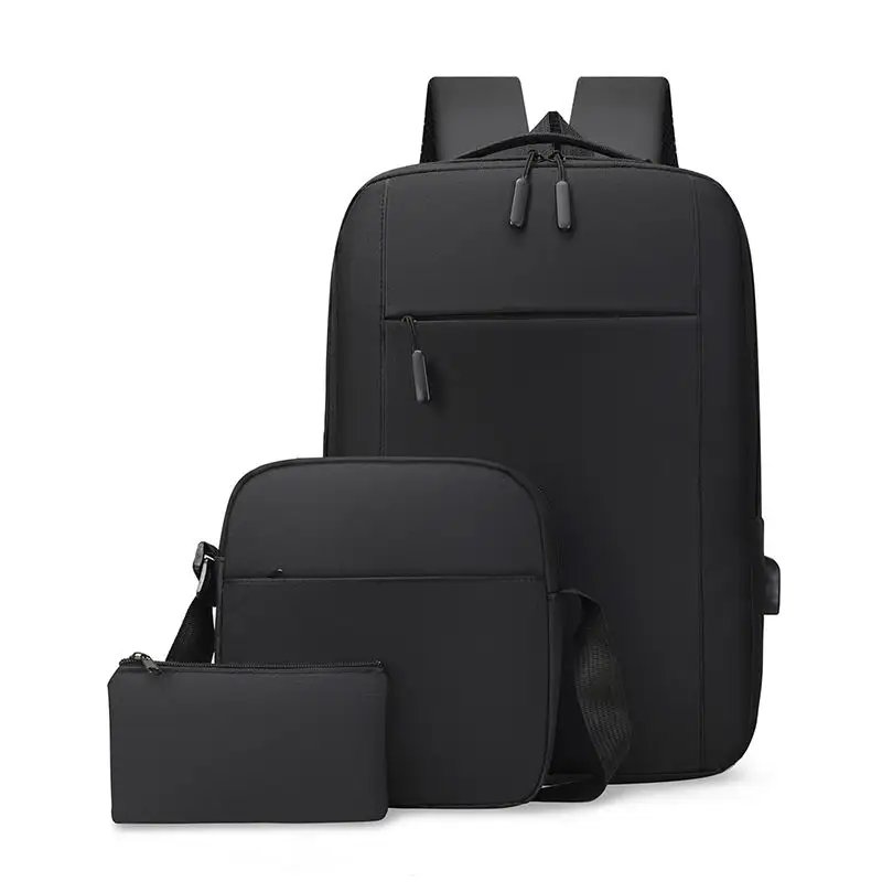 Conjunto de 3 peças de mochila escolar com logotipo personalizado elegante e durável para laptop