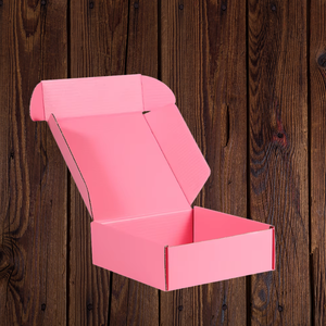 Eco-vriendelijke kartonnen dozen met dubbelzijdige bedrukking, roze kleur, gegolfd, kleine maat, op maat gemaakte verzenddozen, op voorraad - Product Image 1