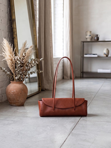 Petit <span class=keywords><strong>sac</strong></span> <span class=keywords><strong>à</strong></span> <span class=keywords><strong>main</strong></span> pliable en <span class=keywords><strong>cuir</strong></span> véritable naturel pour femmes, couleur <span class=keywords><strong>cognac</strong></span> élégante, luxueux et stylé pour un usage quotidien - Product Image 6