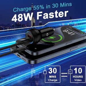 Cargador de Coche Redondo PD30W QC3.0 de Doble Puerto con Carga Rápida de 12-24V para Teléfonos Móviles - Product Image 4