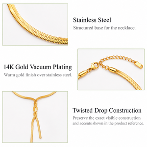 Collar de Serpiente Retorcida de Acero Inoxidable con Baño de Oro al Vacío de 14K, Opciones en Oro, Plata y Bicolor - Product Image 2