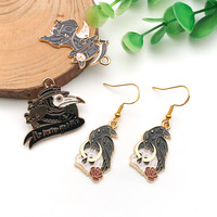 En vrac Lune Crâne Rose Émail Animal Oiseau Corbeau Horreur Gothique Charmes Halloween Noir Corbeau Corbeau Charmes Pendentif