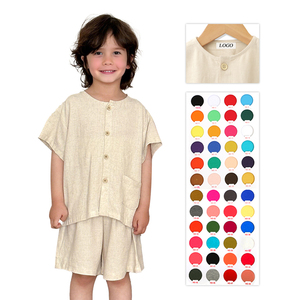 批发童装夏季婴儿服装定制babi字母印花男童短袖t恤 + 短裤两件套 - Product Image 4