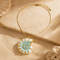 Collier pendentif coquillage spirale océanique SUMMLY, chaîne en acier inoxydable plaqué or 18 carats, bijoux de mode quotidiens pour femmes, vente en gros