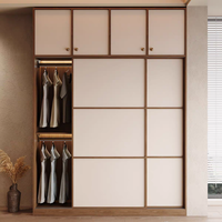 Porte battante de placard avec poignée métallique, design Mid-Century à lignes épurées, finition color block en placage de bois, pour chambre à coucher