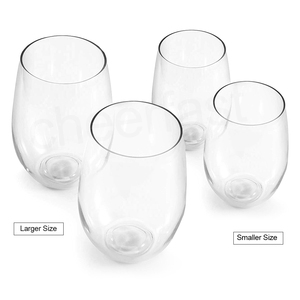 Custom Plastic Stemless Wine Glasses 16 Oz Clear Plastic Wine Cups Shatterproof Recyclable Unbelievable Red Wine Glass
