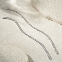 Bracelet tennis en moissanite, argent sterling 925, 8,8g, serti à griffes, coupe brillant ronde, chaîne à maillons pour femme
