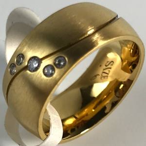 CZダイヤモンドステンレスチタンリング男性リング18K金メッキ - Product Image 5