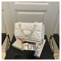 Sac à bandoulière pour femme, style mode, blanc, texture matelassée, chaîne dorée, sac de créateur, sacs personnalisés, sacs féminins