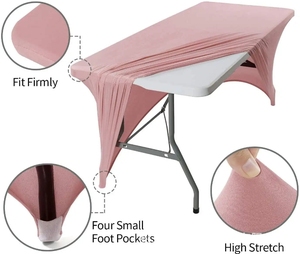 Housse de table de manucure rose extensible en spandex de 1,2 m et 1,8 m, à dos ouvert, élastique et ajustée, pour poste de travail de salon de manucure, cils et tatouage - Product Image 5