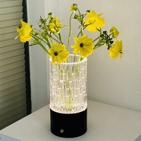 Lampe de table moderne rechargeable sans fil à batterie, réglable, avec commande tactile, veilleuse LED, vase à fleurs en cristal, pour hôtel