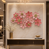 Décoration murale en métal, fleurs, vente en gros, accent décoratif pour la maison, 92,71*5,72*52,71CM, gris doré, décoration murale en métal pour la maison, luxe