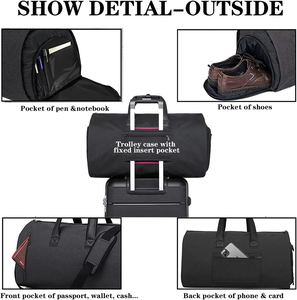 Bolsa de traje personalizada con correa para el hombro para hombres y mujeres, <span class=keywords><strong>Maleta</strong></span> colgante, bolsas de almacenamiento con compartimento para zapatos, 45 L - Product Image 6