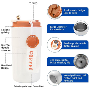 Mug de voyage isotherme intelligent en acier inoxydable de 16 oz avec affichage LED de la température - Product Image 4