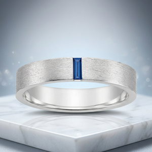 18K Gold Baguette Sapphire Moissanite <b>Ring</b> Channel Set Wedding Band Engagement <b>Ring</b> for <b>Men</b> - Product Image 2