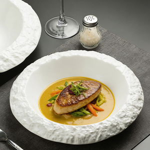 <strong>Creative</strong> Rock Pattern Ceramic Dessert Soup <strong>Plate</strong> Hotel Restaurant Tableware Porcelain Salad <strong>Plate</strong> Steak Pasta Deep <strong>Plate</strong> - Product Image 4